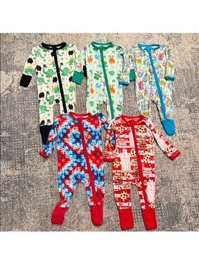 Kids Red Tie-Dye One-Piece Footed Pajamas - Unbranded